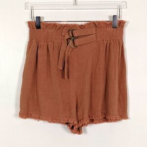 Umgee Dusty Pink High Waisted Linen Shorts Women's Medium